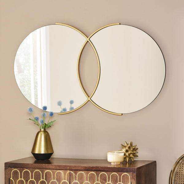 English Elm Christopher Knight Home® - WALL Overlapping Round Gold Wall Mirror - Modern Glam Tempered Glass, Iron Frame, Illuminating Decor 69686.00