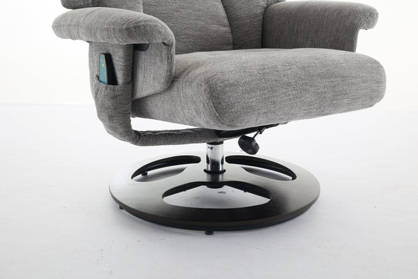 English Elm 010-Ergonomic Recliner Chair with Ottoman — 360° Swivel Lounge, Chenille Comfort, Heated Seat, Massage, Adjustable Backrest Grey W2636P262448