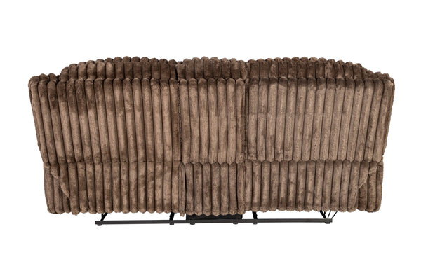 English Elm Living Chocolate Corduroy Motion Loveseat w Console & Cup Holders, Plush Manual Recliners, 85" B011P335400