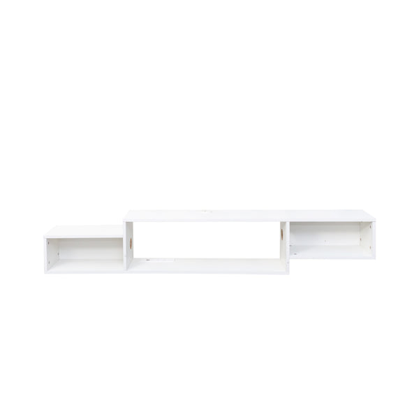 English Elm 65.35in Wall Mounted Floating TV Stand with 20 Color LEDs, Charging Station & Spacious Cable Management for Modern Entertainment White W331P242457