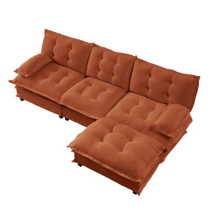 English Elm 107" Modular Cloud Sectional Chenille Deep Seat Couch with Lattice Cushions for Apartments Orange W714S01738