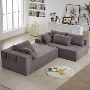 English Elm Modern Chenille Modular Sectional Sofa Set - L-Shaped Design With 6 Pillows For Ultimate Comfort W834S00399