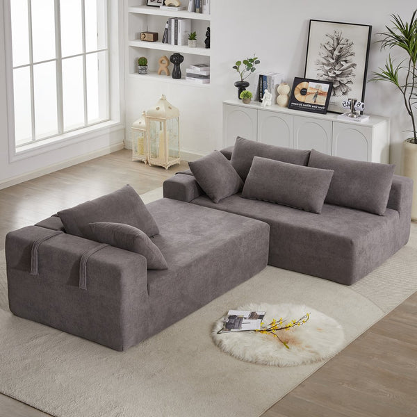 English Elm Modern Chenille Modular Sectional Sofa Set - L-Shaped Design With 6 Pillows For Ultimate Comfort W834S00399