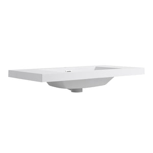 English Elm 36" Gloss White Resin Sink – Durable Modern 39.4x22.8x8.7 Vanity Top, Scratch-Resistant Elegant Basin W999P194853