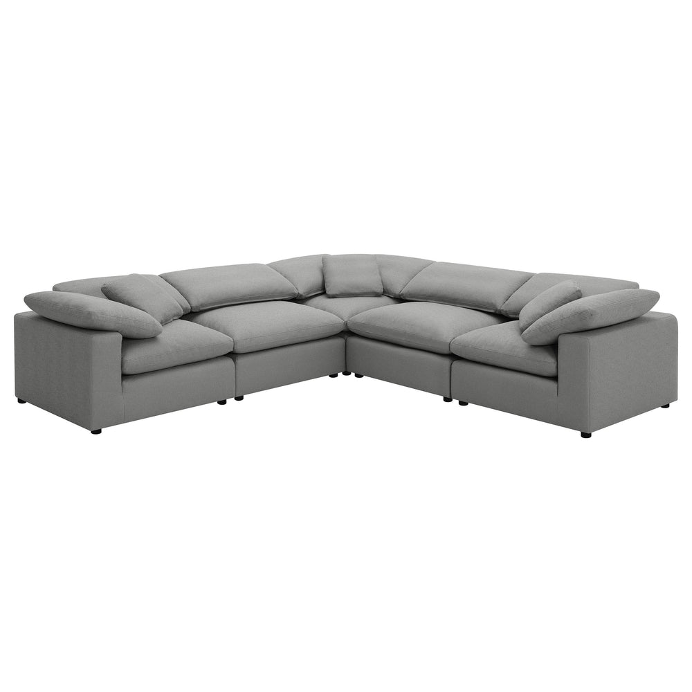 English Elm Segoura Five Piece Bouclé Modular Sectional Soft Low Profile Living Room Sofa B062S01653