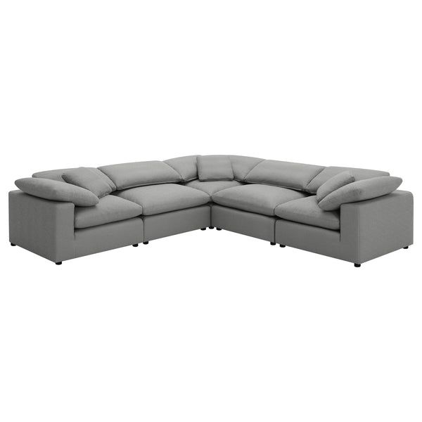 English Elm Segoura Five Piece Bouclé Modular Sectional Soft Low Profile Living Room Sofa B062S01653