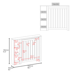 English Elm Radiator Cover Cabinet with Three Open Shelves White Finish Modern Living Room B097P369460