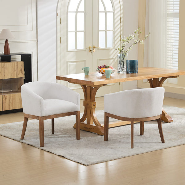 English Elm Mid Velvet Cantilever Dining Chairs Set of 2 — Mid Century Linen Upholstered Rattan Back, Chrome Base, DurableComfort Beige W1143P346923