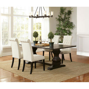 English Elm Sonja 5-Piece Cream Dining Set with Button-Tufted Chairs, Nailhead Trim & Rustic Espresso Table B062S00827