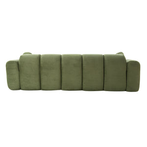 English Elm 98.4" Corduroy Cloud Puff Sofa Vacuum Packed 4-seater Living Room Couch with Pillows Green W5515P477307