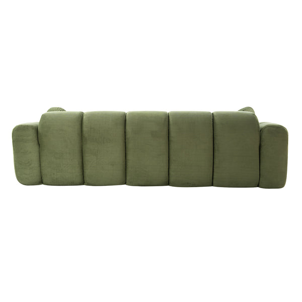 English Elm 98.4" Corduroy Cloud Puff Sofa Vacuum Packed 4-seater Living Room Couch with Pillows Green W5515P477307