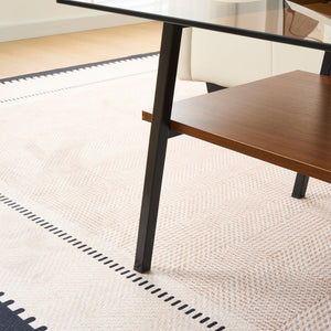 English Elm Rectangle Coffee Table – Modern Brown Tempered Glass With Sturdy Black Metal Legs For Living Rooms W241126036-GIGA