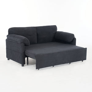 English Elm (old: W3163p269700) Convertible Chenille Sleeper Loveseat with Queen Pullout and Rolling Casters Black W3163S00100