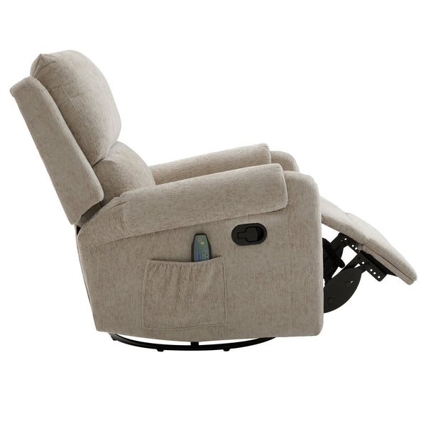 English Elm Manual Recliner Swivel Rocker Massage Chair Chenille Nursery and Living Room Seat Oatmeal N763P347287O