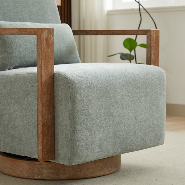 English Elm 29.13"w Boucle Swivel Accent Chair Open Back 360 Rotation Modern Lounge Seating Pale Green W3188P417949