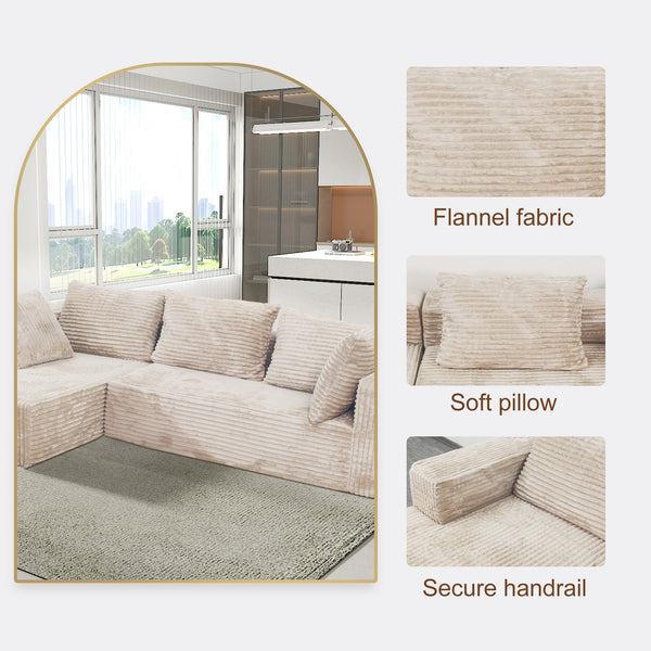 English Elm Cloud Plush Sectional Sofa L-Shape Chaise, CertiPUR-US Foam, Machine Washable Corduroy, Stain-Resistant Comfort W3341P346290