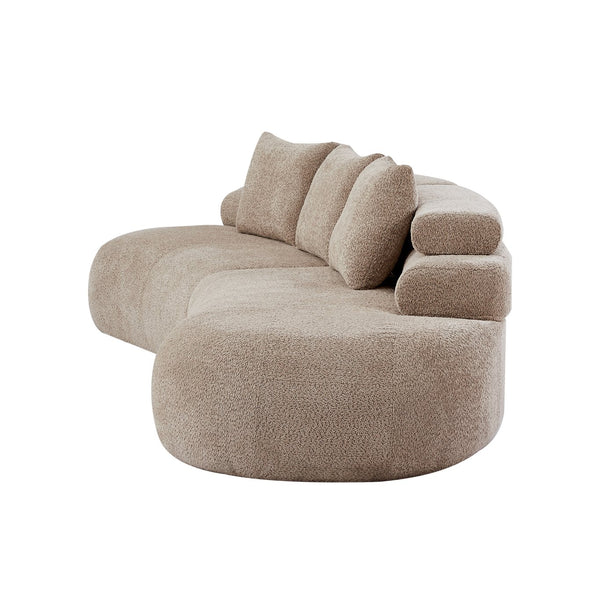 English Elm 122" Curved Modular Sectional Sofa Cloud Fill Polyester Upholstered Living Room Seating Almond N771P396326V_N771P396327V