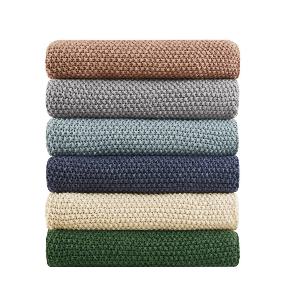 JLA Home INK+IVY - Throw Ultra-Soft 100% Acrylic Knit Throw 50x60 | Cottage Bree Pattern, Lightweight Warm, Machine Washable II50-1145