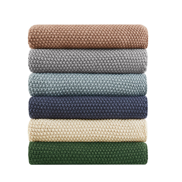 JLA Home INK+IVY - Throw Ultra-Soft 100% Acrylic Knit Throw 50x60 | Cottage Bree Pattern, Lightweight Warm, Machine Washable II50-1145