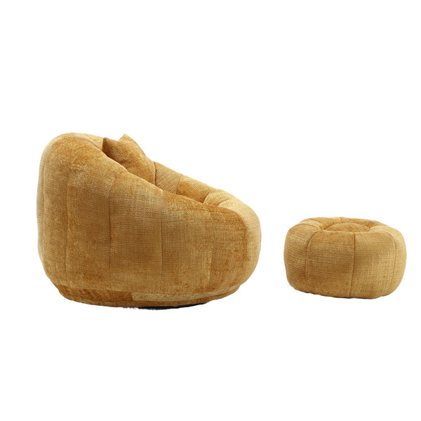 English Elm UNITED Cloud-Luxe Chenille Memory Foam Bean Bag Chair with Ottoman and Pillow for Ultimate Comfort Yellow W1568P361698