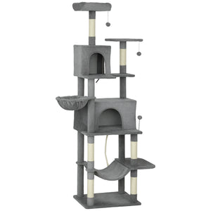 English Elm Large Floral Cat Tree 74 Inch Teddy Fleece Multi Level Tower with Sisal Scratching Posts T3971P413014