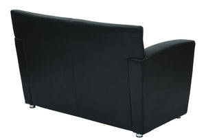 OSP Home Furnishings Loveseat for Two in Faux Leather with Silver Post Legs Modern Contemporary Seating Loveseat SL2912S-U6