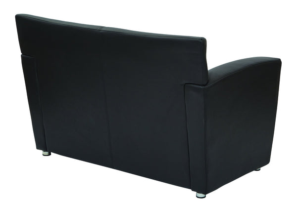 OSP Home Furnishings Loveseat for Two in Faux Leather with Silver Post Legs Modern Contemporary Seating Loveseat SL2912S-U6