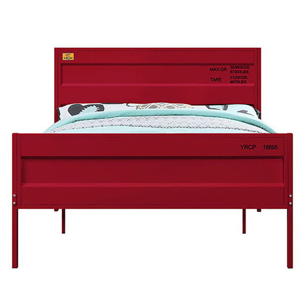 English Elm Red Cargo Container Metal Bed Frame Full Platform, Industrial Iron Design, No Box Spring Needed, Stylish B062P189165