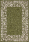 Unique Loom Outdoor Border Floral Border Machine Made Floral Rug Green, Ivory/Gray 7' 1" x 10' 0"