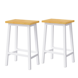 English Elm K&K Solid Wood Bar Stools (Not Cheap Iron), 25.6" Tall Set Of 2 Bar Chairs, Kitchen Counter Stools With Footrests, Farmhouse Stools For Dining Room, Kitchen, Counter, White