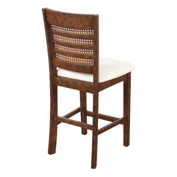 OSP Home Furnishings Walden 24" Cane Back Stool  - Set of 2 Linen / Burnt Brown