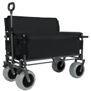 English Elm 3-in-1 Convertible Folding Utility Wagon with Bench Seat All Terrain Heavy Duty Black W2932P354211