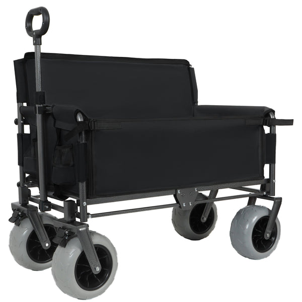 English Elm 3-in-1 Convertible Folding Utility Wagon with Bench Seat All Terrain Heavy Duty Black W2932P354211