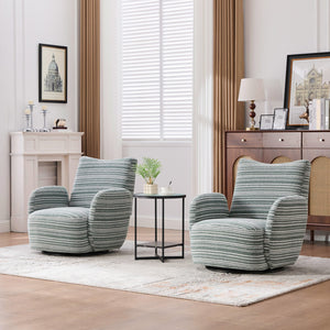 English Elm Modern Boucle 360° Swivel Leisure Chair with High‑Resilience Sponge, Supportive Curve, 550lb Capacity Mint Green W395P355484