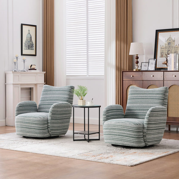 English Elm Modern Boucle 360° Swivel Leisure Chair with High‑Resilience Sponge, Supportive Curve, 550lb Capacity Mint Green W395P355484