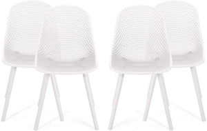English Elm Christopher Knight Home® - POSEY Weather-Resistant Outdoor Dining Chairs Set of 4 with Perforated Diamond Mesh for Durability White 28 L x 26 W x 18.75 H N776P243037W