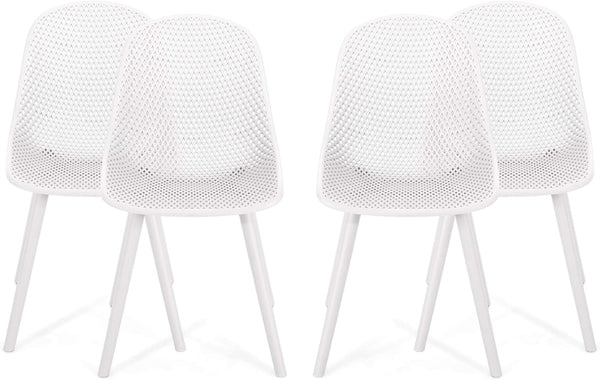 English Elm Christopher Knight Home® - POSEY Weather-Resistant Outdoor Dining Chairs Set of 4 with Perforated Diamond Mesh for Durability White 28 L x 26 W x 18.75 H N776P243037W