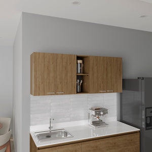 English Elm Wall Cabinet sleek 47.2" W x 23.6" H engineered wood wall-mounted storage with four doors, shelves, organizer and eco-safe compliance Natural Wood 62.2 L x 18.5 W x 4.72 H B097P296842