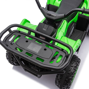 English Elm 24v Dual Motor Kids Atv Ride on with Led Lights Bluetooth Storage Racks Off Road Green W1578P390451