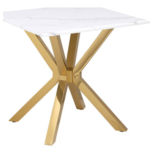 English Elm Maciel Sculptural Starburst Base Coffee Table with Faux Marble Top in Glam Gold B062S01684