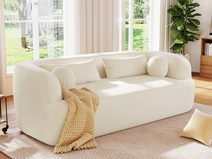 English Elm [new]86" Chenille Cloud Sofa Curved Legless 3-seater with Pocket Springs for Living Room Beige N723P404465A