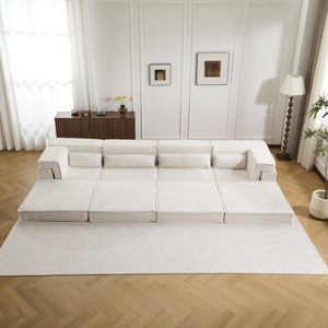 English Elm Compression Modular Sofa Bed - Soft Fleece 4-Seater, Versatile, No-Assembly, Memory Foam Comfort W3723S00031