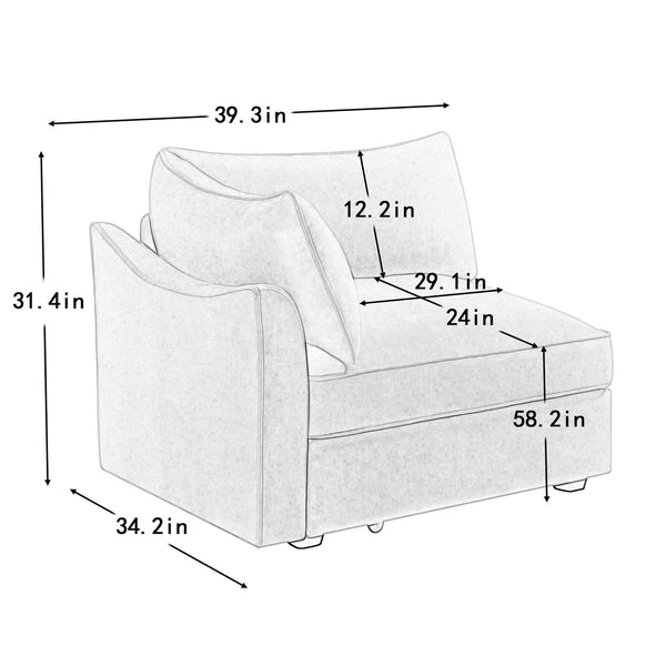 English Elm Sofa Sectional Left Facing Chenille Crescent Silhouette with Hidden Storage Modern Nordic Wheat W3041P293489