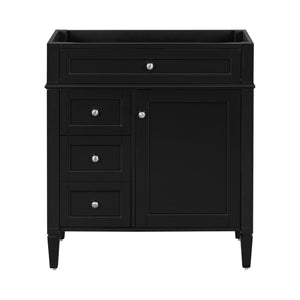 English Elm 30'' Modern Bathroom Vanity Cabinet with Roman Legs, 3 Drawers, Adjustable Shelf, Tip-Out Drawer, Durable MDF/Solid Wood Black N710P236988B