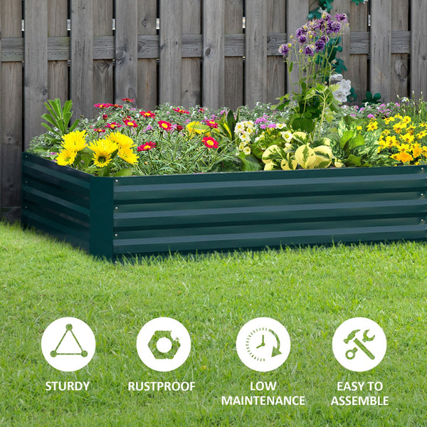 English Elm Outsunny Galvanized Steel Raised Garden Bed for Vegetables Herbs and Outdoor Planting W2225P175537