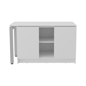 English Elm Alfie Walnut Engineered Wood Rotating Workstation with Storage for Modern Home Office B070S00395