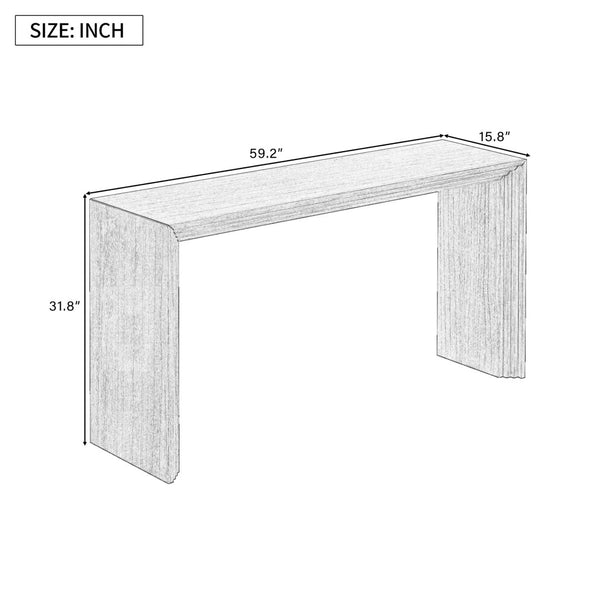 English Elm U_Style Modern Console Table - Sleek Paulownia Wood Veneer For Entryway, Living Room, Or Hallway Decor N711P205930B-GIGA