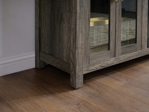 English Elm Emerson 70 Inch Fireplace Tv Stand with Led Accents Electric Heater and Media Storage Gray B2749P413270