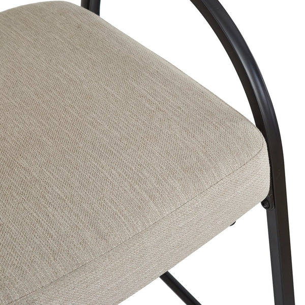 English Elm 25'' Counter Stools Set of 2 Upholstered Fabric Seats Black Metal Frame Kitchen Island N780P369956B
