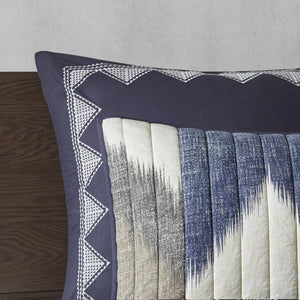 English Elm 3 INK+IVY Alpine Printed Cotton Quilt Set Full/Queen – Ikat Chevron Navy, OEKO-TEX, Pre-Washed Comfort B03596529